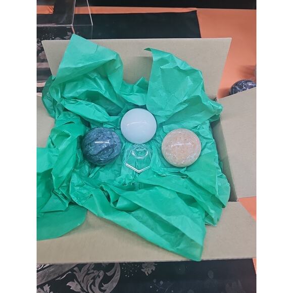 Ocean Jasper Spheres Set Of 3 Random Selection W/stands - Picture 3 of 8